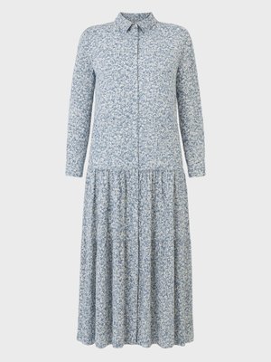 Doğal Kumaşlı Büyük Beden Çiçek Desenli Elbise Mavi Doğal Kumaşlı Büyük Beden Çiçek Desenli Elbise Mavi