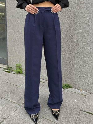 Lacivert Pileli Bol Paça Pantolon Lacivert Pileli Bol Paça Pantolon