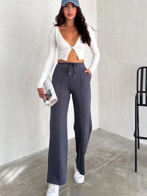 Antrasit Çımalı Şardonlu Modal Kumaş Pantolon