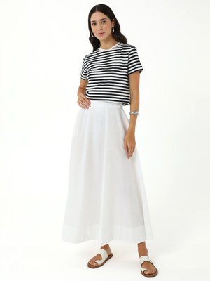 Beyaz Beli Lastikli Pamuklu Basic Poplin Etek Beyaz Beli Lastikli Pamuklu Basic Poplin Etek