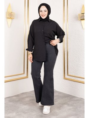 Antrasit Beli İpli İspanyol Paça Kot Pantolon Antrasit Beli İpli İspanyol Paça Kot Pantolon