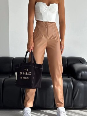 Taba Deri Önü Çimalı İçi Şardonlu Kışlık Çepli Pantolon