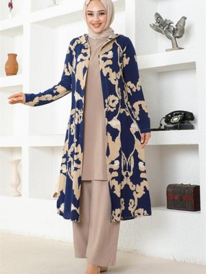 Lacivert Desenli İkili Takım