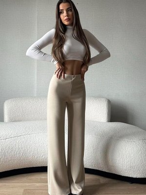 Taş Modal Kumaş Palazzo Pantolon