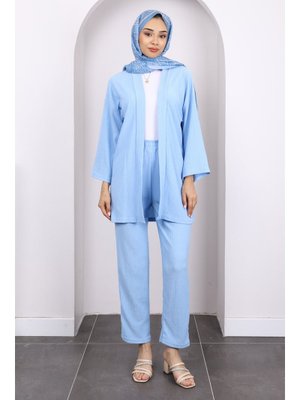 Mavi Bürümcük Kimono Pantolon Takım Mavi Bürümcük Kimono Pantolon Takım