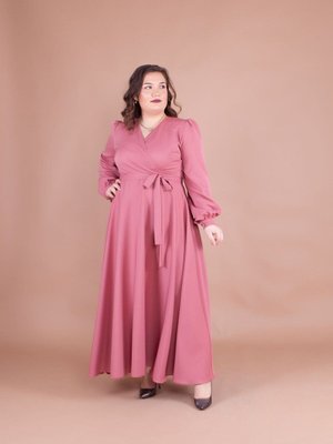 Gül Kurusu Uzun Büyük Beden Elbise