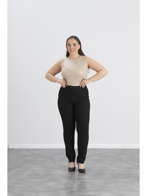 Kız Kumaş Pantolon Siyah Büyük Beden