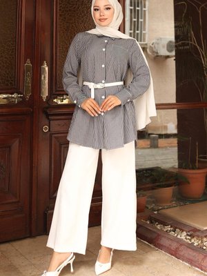 Siyah Çizgili Cep Detaylı İkili Takım Siyah Çizgili Cep Detaylı İkili Takım