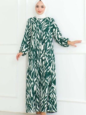 Yeşil Zebra Desen Elbise Yeşil Zebra Desen Elbise
