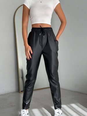 Siyah Deri İçi Şardonlu Pantolon