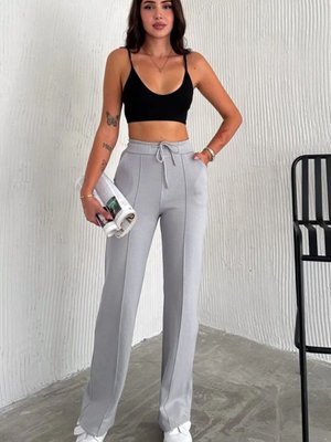 Gri Çımalı Şardonlu Modal Kumaş Pantonlon