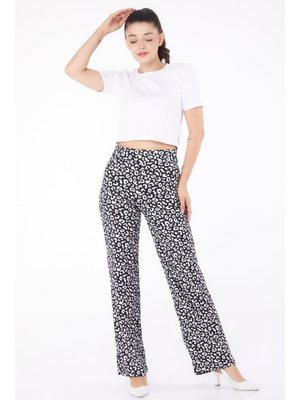 Sıyah Leopar Desenli Pantolon Siyah