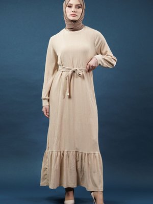 Krem Bürümcük Elbise