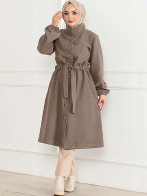 Vizon Düğme Detaylı Kaşe Kaban Vizon Düğme Detaylı Kaşe Kaban