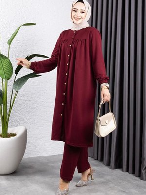 Bordo Büzgülü İkili Takım