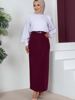 Mürdüm Uzun Kemerli Kalem Etek