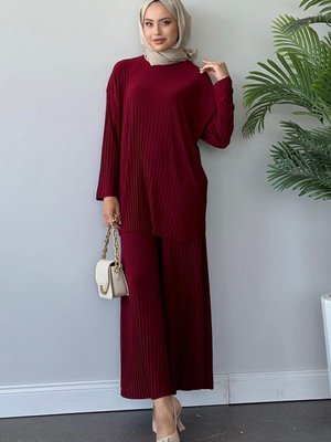 Bordo Komple Kendinden Piliseli Sandy İkili Takım Bordo Komple Kendinden Piliseli Sandy İkili Takım