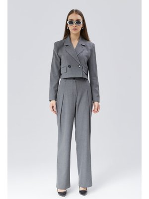 Antrasit Regular Boru Paça Düz Pantolon