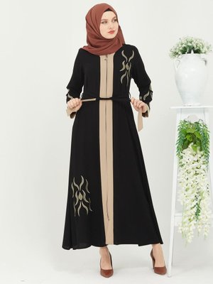 Siyah Özel Tasarım Abaya