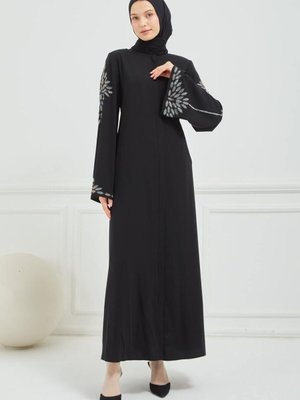 Siyah Özel Tasarım Abaya