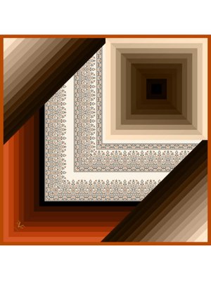 Taba Geometrik Desen Black Seri Twill Eşarp Askısı İle Birlikte 90x90 Cm Kahverengi