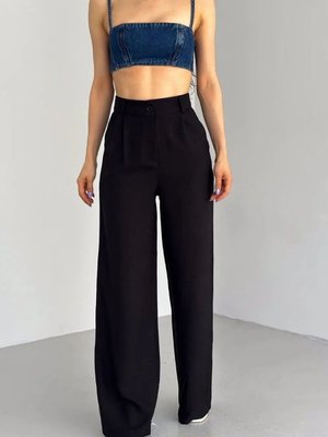 Siyah Melanj Keten Bol Paça Pantolon