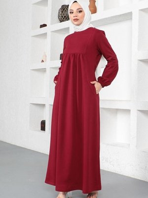 Bordo Balon Kol Spor Elbise