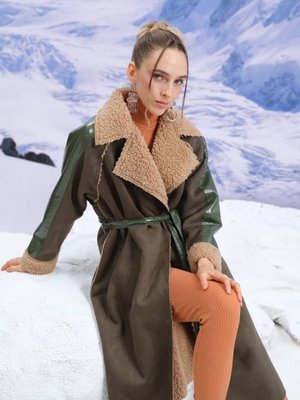 Yeşil Süet İçi Dolgulu Lamine Kaban