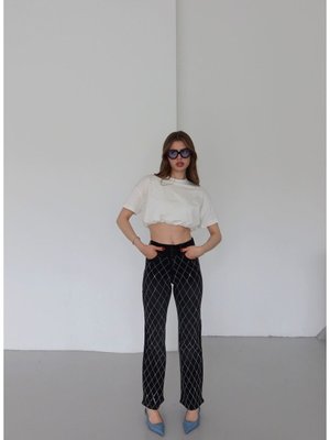 Siyah Renk Loose Fit Önü Starlight Parlak Taşlı Tasarım Denim