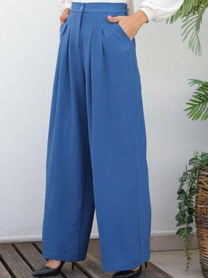 İndigo Geniş Paça Yüksek Bel Pantolon İndigo Geniş Paça Yüksek Bel Pantolon