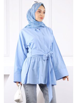 Bebe Mavi Bel Kuşaklı Tunik Bebe Mavi Bel Kuşaklı Tunik