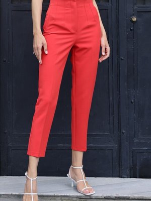Fuşya Yüksek Bel Fletolu Pantolon