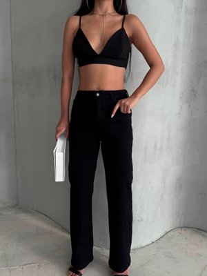 Siyah Renk Likralı Kumaş Straight Fit Denim