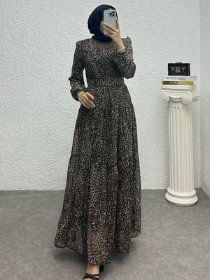 Siyah Kemerli Bisiklet Yaka Elbise