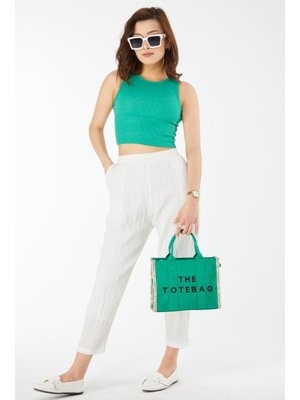 Yesıl Kısa Kollu Crop Yesil