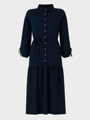 Lacivert Büyük Beden Gömlek Yaka Fırfır Detaylı Elbise Lacivert Büyük Beden Gömlek Yaka Fırfır Detaylı Elbise