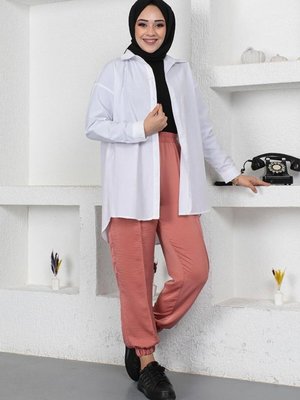 Mercan Beli Ve Paçası Lastikli Pantolon