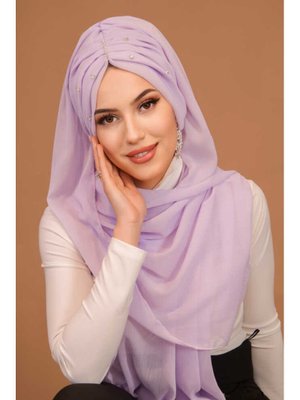 Taşlı Büzgü Model Hazır Abiye Şal