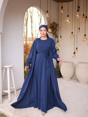 Lacivert İkili Abaya Takım Lacivert İkili Abaya Takım