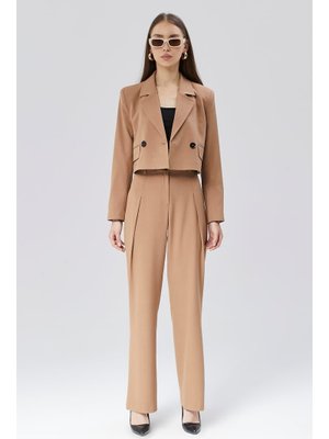 Kahverengi Regular Boru Paça Düz Pantolon