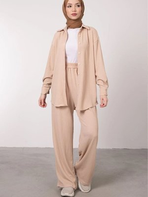 Vizon Düğmeli Gofre Rahat Kesim İkili Takım