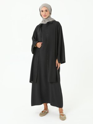 Siyah Modal Elbise Tunik İkili Takım