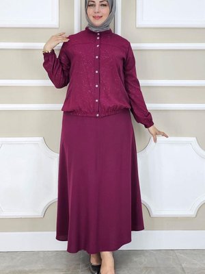 Bordo Yay Desenli İkili Takım