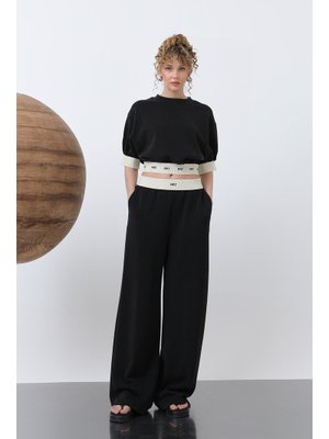 32131pnt Lastiği Nakış Detaylı Pantolon