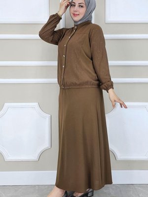 Kahverengi Yay Desenli İkili Takım