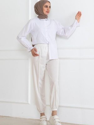 Beyaz Dabıl Eşofman Altı