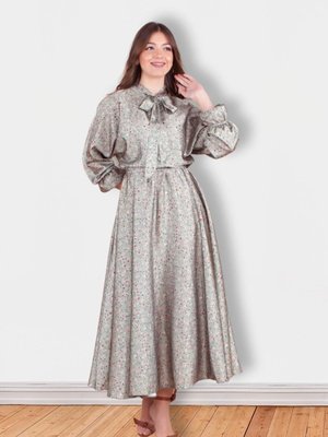 Mint Yeşili Uzun Çiçek Desenli Yarasa Kol Saten Abiye Elbise Mint Yeşili Uzun Çiçek Desenli Yarasa Kol Saten Abiye Elbise