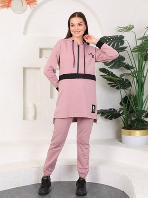 Pudra Kapüşonlu Sweatshirt Eşofman Takım Pudra Kapüşonlu Sweatshirt Eşofman Takım