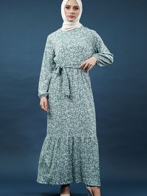 Yeşil Desenli Bürümcük Elbise