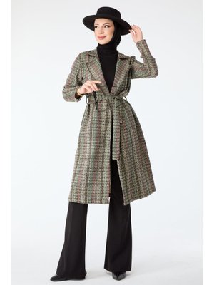 Kırmızı Siyah Beli Bağcıklı Kaban